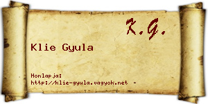 Klie Gyula névjegykártya